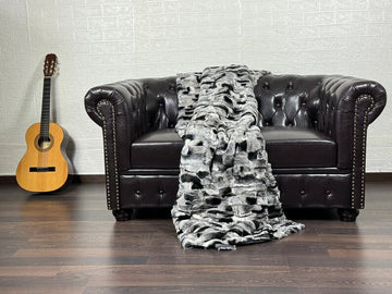 Chinchilla Color Rex Rabbit Fur Blanket Throw